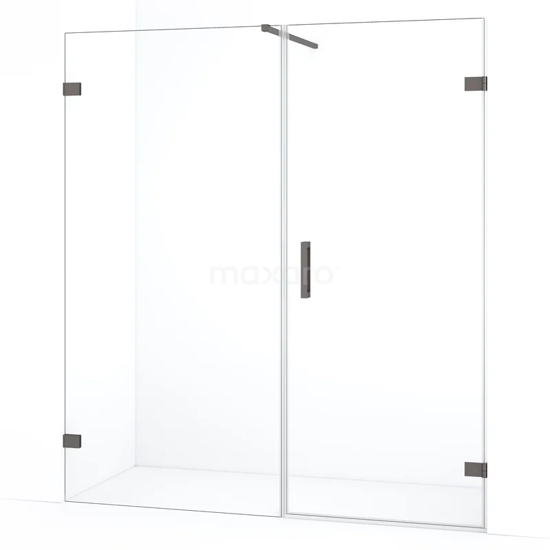 Diamond Shower door | 165 cm Black metal Clear glass Pivot door DDC220710120ZM