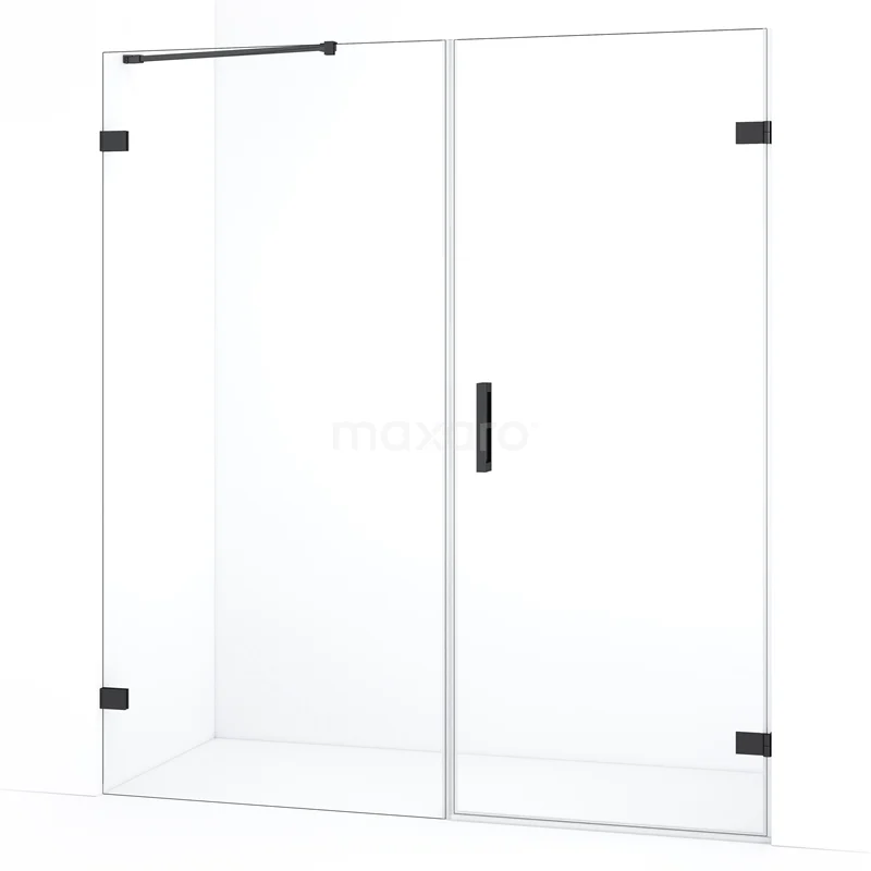 Diamond Shower door | 165 cm Black chrome Clear glass Pivot door DDC220710220BC