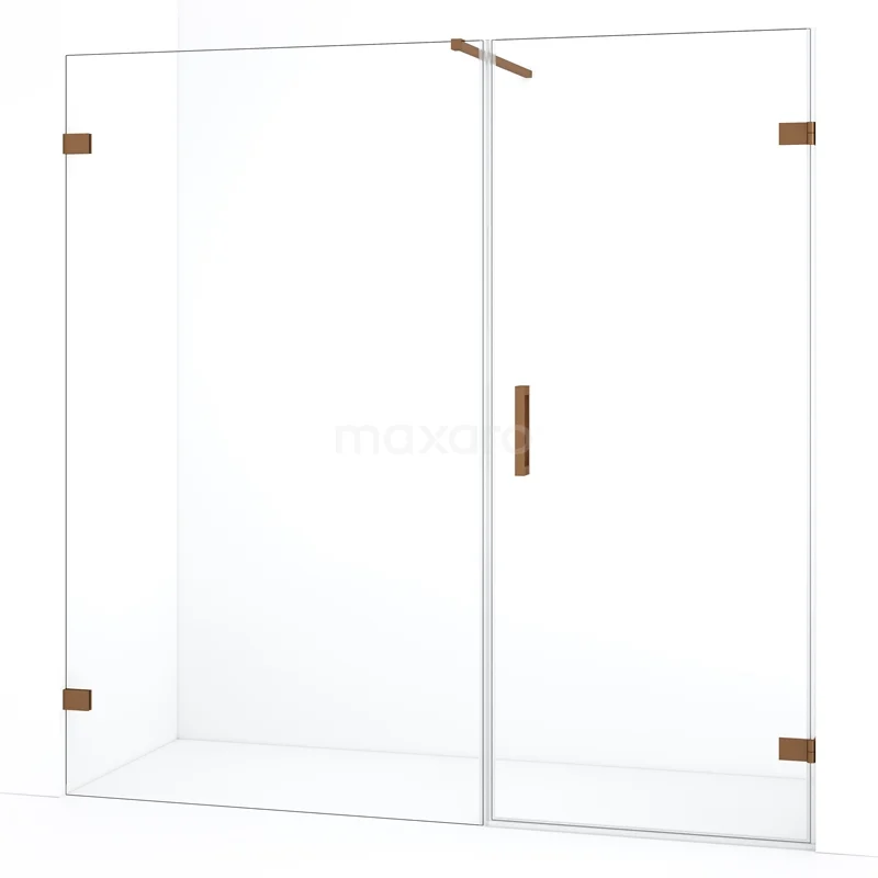 Diamond Shower door | 185 cm Copper Clear glass Pivot door DDC220811120KP