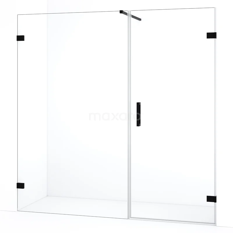 Diamond Shower door | 185 cm Matte black Clear glass Pivot door DDC220811120MB