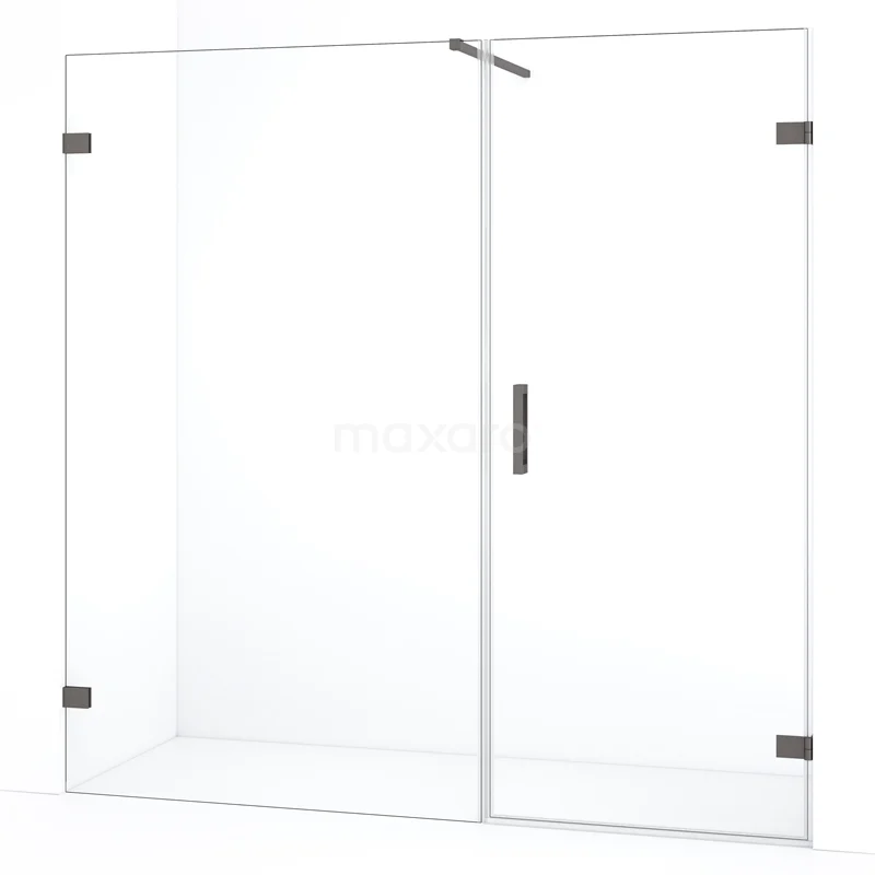 Diamond Duschtür | 195 cm Schwarzes Metall Klarglas Drehtür DDC220812120ZM Glas Duschwand mit Matt Schwarz Scharnieren und Haltegriff, minimalistisches Design, perfekt für ein modernes Badezimmer.