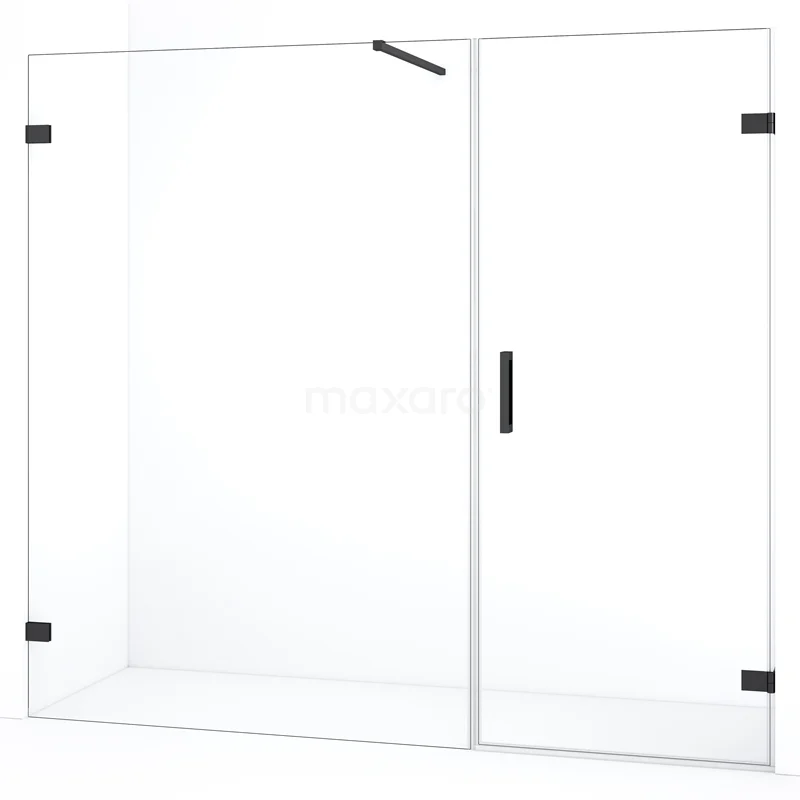 Diamond Shower door | 215 cm Black chrome Clear glass Pivot door DDC220814120BC