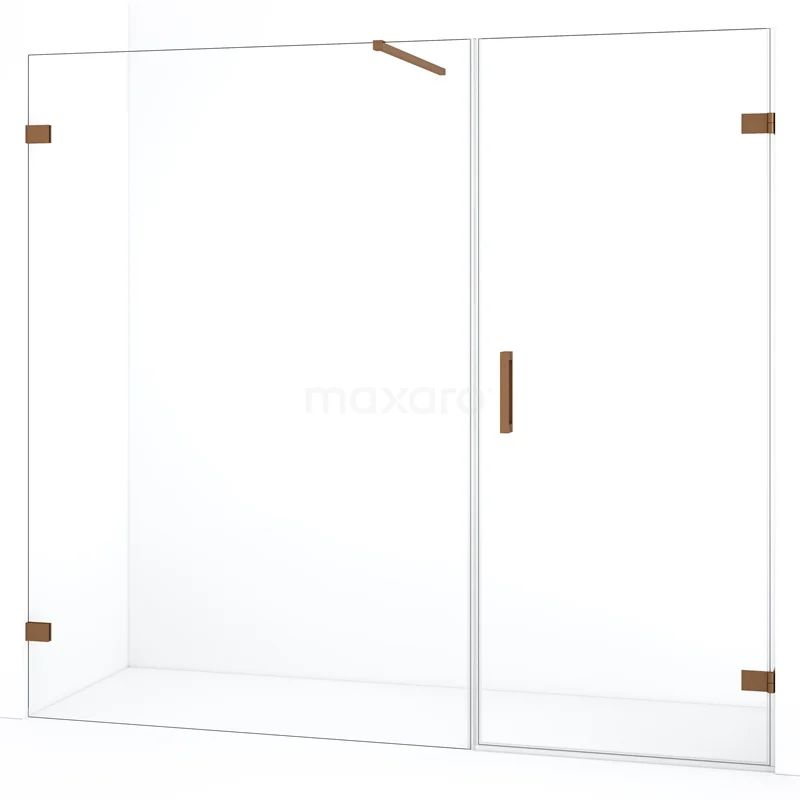Diamond Shower door | 195 cm Copper Clear glass Pivot door DDC220713120KP