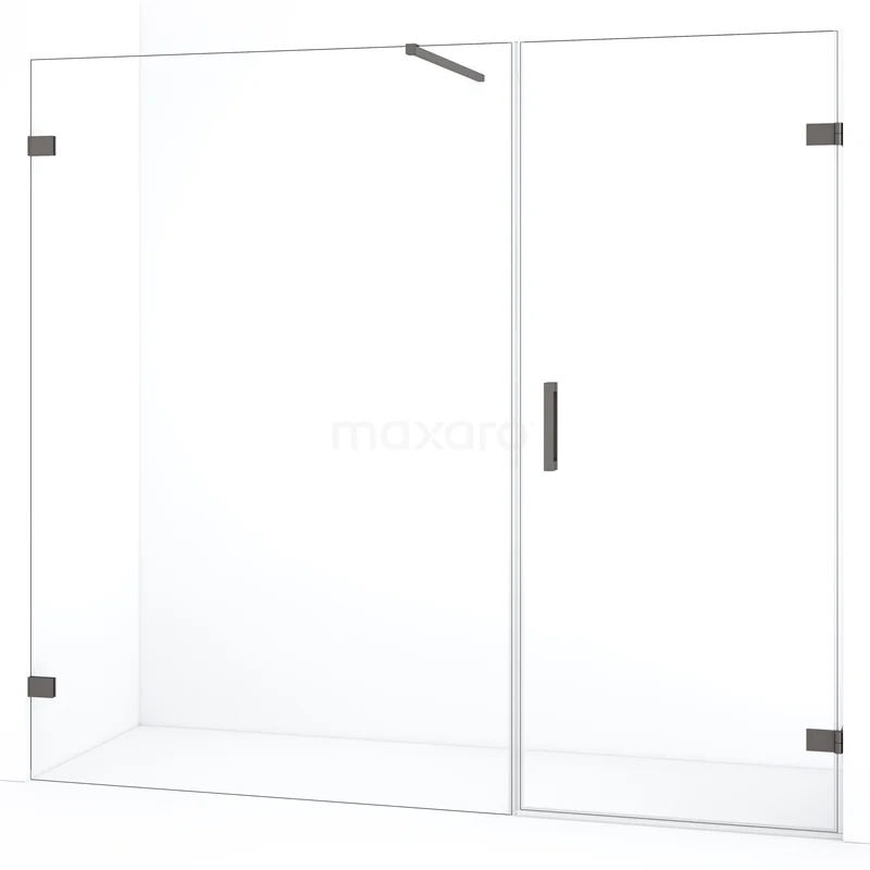 Diamond Shower door | 195 cm Black metal Clear glass Pivot door DDC220713120ZM