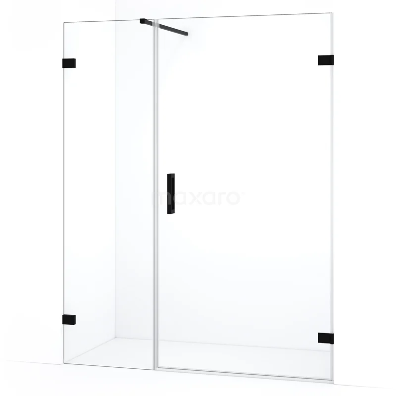 Diamond Shower door | 155 cm Matte black Clear glass Pivot door DDC221006120MB