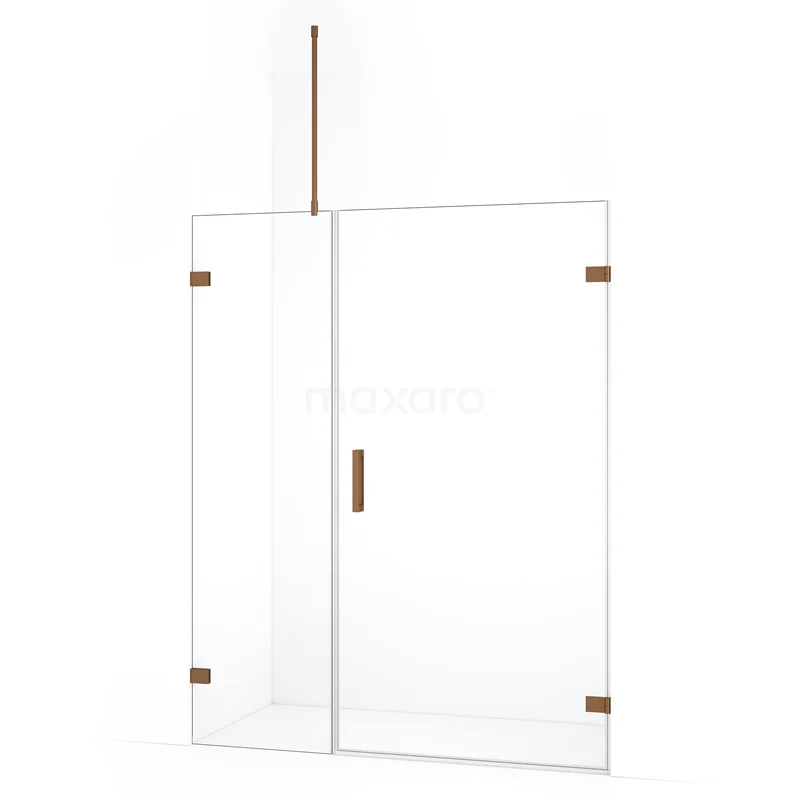Diamond Shower door | 135 cm Copper Clear glass Pivot door DDC220905720KP