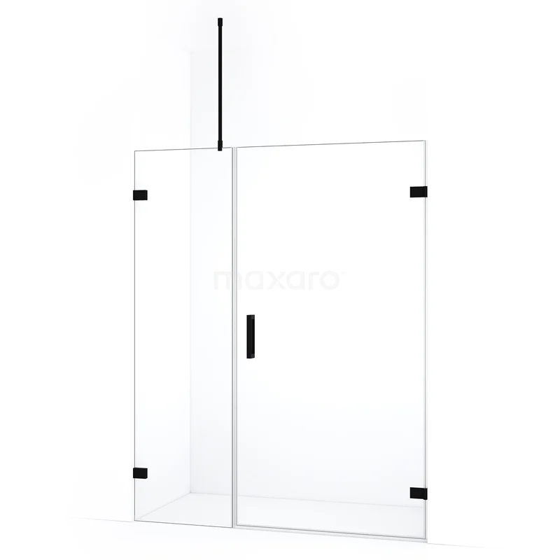 Diamond Shower door | 135 cm Matte black Clear glass Pivot door DDC220905720MB