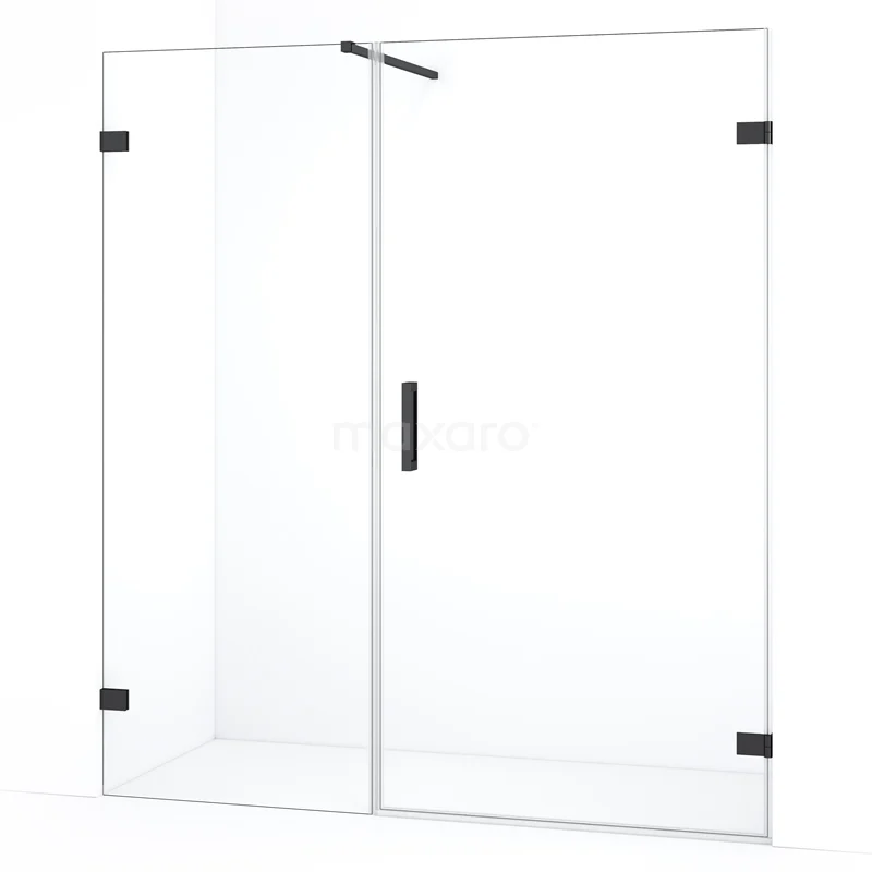 Diamond Shower door | 165 cm Black chrome Clear glass Pivot door DDC220908120BC