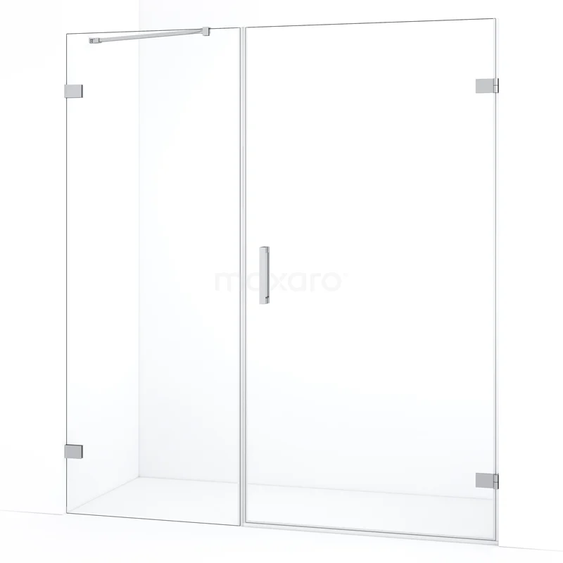 Diamond Shower door | 165 cm Chrome Clear glass Pivot door DDC221007220C