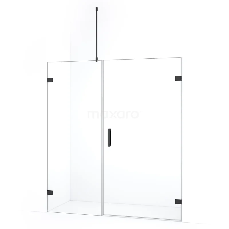 Diamond Shower door | 175 cm Black chrome Clear glass Pivot door DDC221008720BC