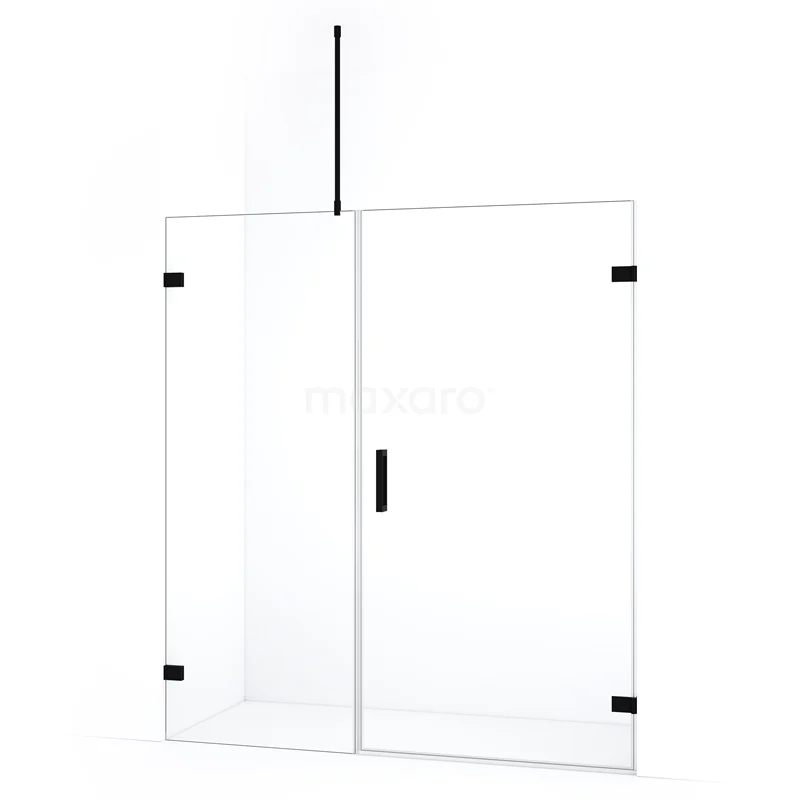 Diamond Shower door | 155 cm Matte black Clear glass Pivot door DDC220907720MB
