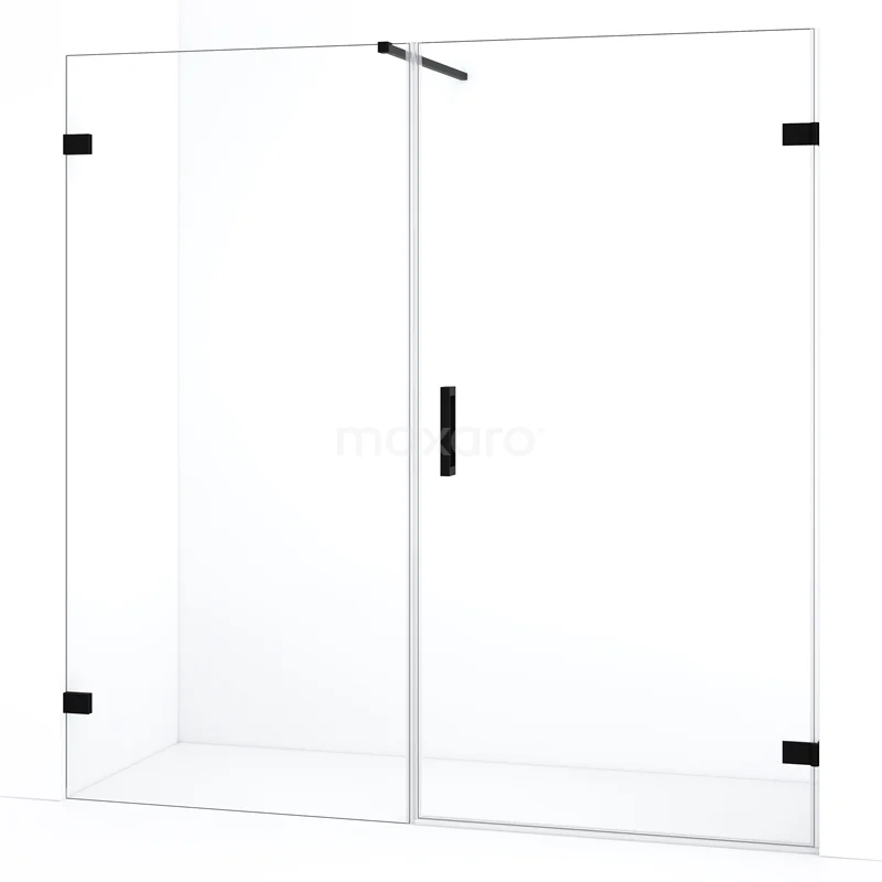 Diamond Shower door | 185 cm Matte black Clear glass Pivot door DDC220910120MB