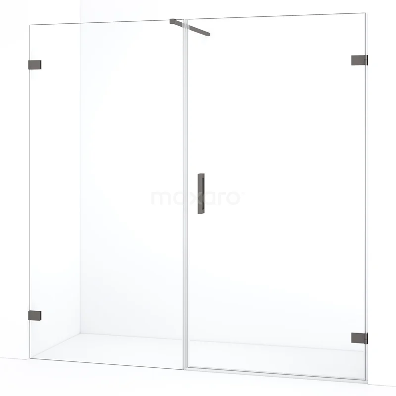 Diamond Shower door | 185 cm Black metal Clear glass Pivot door DDC220910120ZM