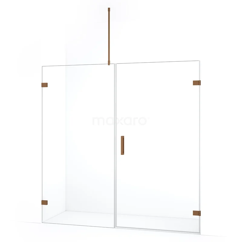 Diamond Shower door | 185 cm Copper Clear glass Pivot door DDC221009720KP