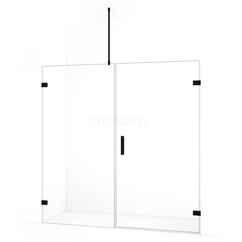 Diamond Shower door | 185 cm Matte black Clear glass Pivot door DDC221009720MB