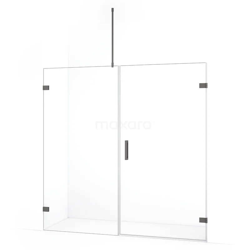 Diamond Shower door | 195 cm Black metal Clear glass Pivot door DDC221010720ZM