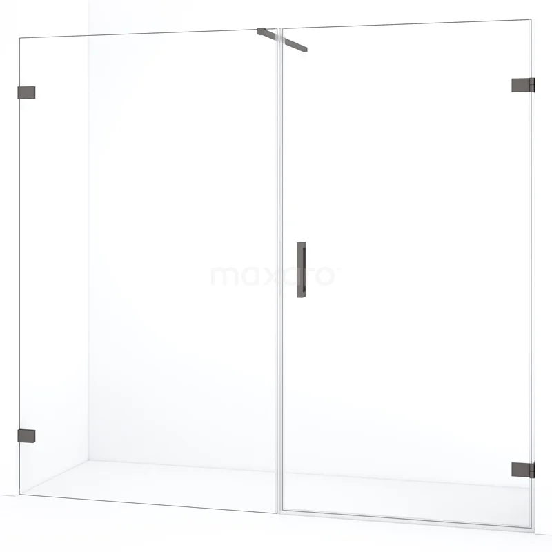 Duschtür Diamond DDC221012120ZM Klarer Glas Duschwand mit Drehtür und schwarzen Akzenten, ideal für ein modernes Badezimmer.