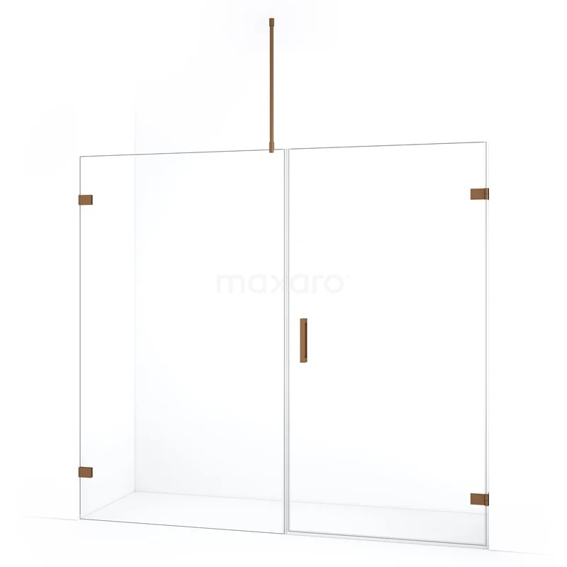 Duschtür Diamond DDC221012720KP Duschwand mit Tür, Klarglas, goldene Scharniere, straffes Design, perfekt für ein modernes Badezimmer.