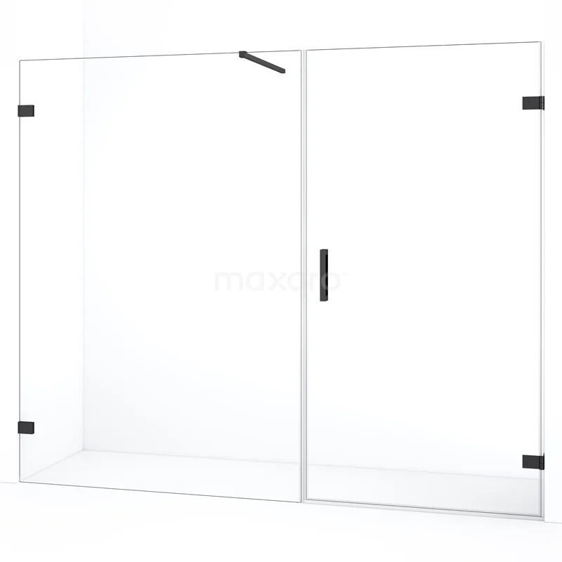 Duschtür Diamond DDC221013120BC Duschwand mit Klarglas, Schwarz metallischen Akzenten und Drehtür, ideal als moderne Trennlösung für das Badezimmer.