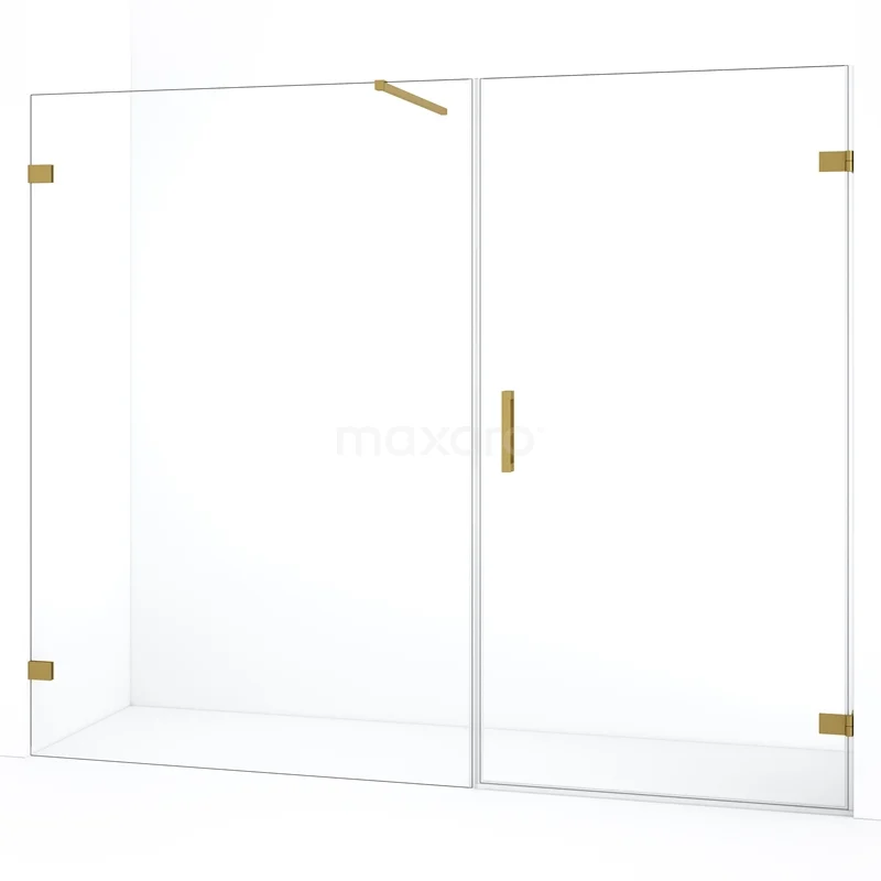 Diamond Shower door | 215 cm Gold Clear glass Pivot door DDC220913120GG