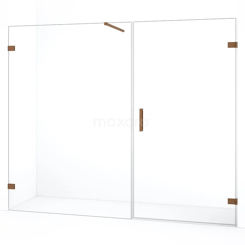Diamond Shower door | 215 cm Copper Clear glass Pivot door DDC220913120KP