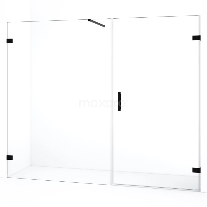 Diamond Duschtür | 215 cm Matt Schwarz Klarglas Drehtür DDC220913120MB Duschwand Schwarz-Weiß, klare Glastür, moderner Stil, ideal für eine stilvolle Badezimmergestaltung.