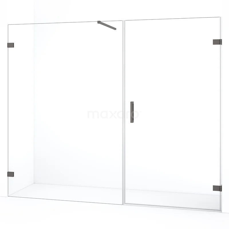 Diamond Duschtür | 225 cm Schwarzes Metall Klarglas Drehtür DDC221013120ZM Glas Duschwand mit Drehtür, klares Sicherheitsglas, elegante schwarze Scharniere, modernes Design für jedes Badezimmer.