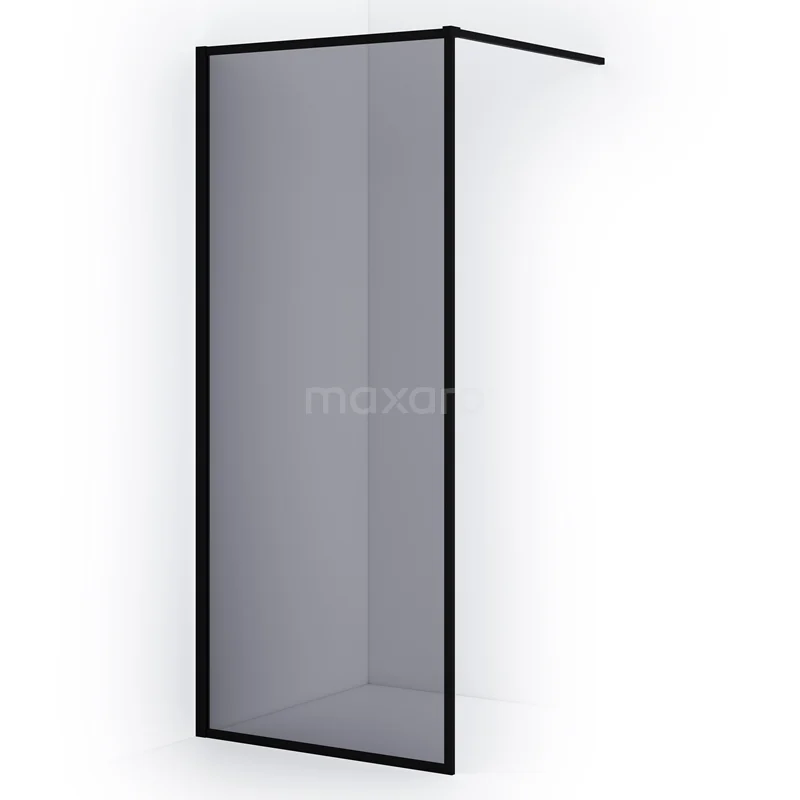 Begehbare Dusche Diamond 80cm aus Rauchglas Sicherheitsglas mit Rahmen Matt Schwarz IDA08111RMB Schwarze Duschwand aus Glas mit schmalem Rahmen, ideal für moderne Bäder.