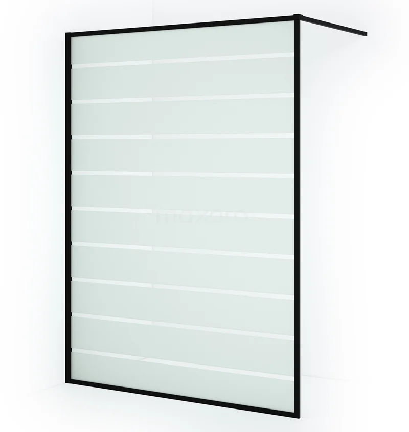 Diamond Walk-in shower | 140 cm Matte black Clear with matt stripes Fixed wall IDA14116RMB