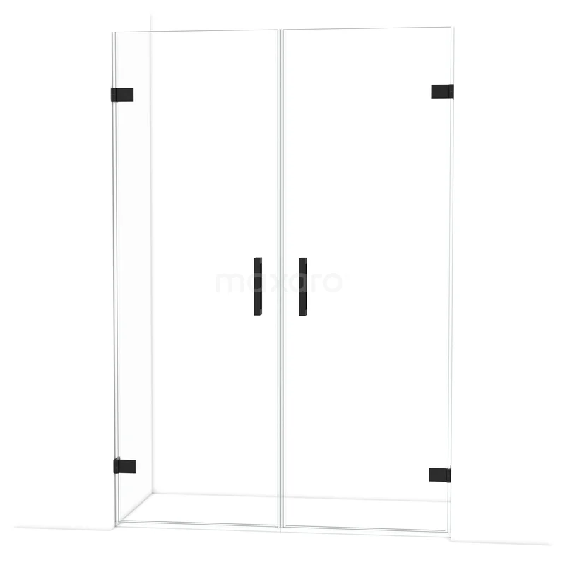 Duschtür Diamond DDE2070720MB Glasene Duschtür mit doppeltem Schwarz Griff und Scharnieren, minimalistisches Design, ideal für moderne Bäder.