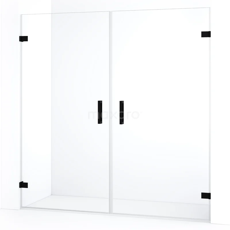 Diamond Shower door | 195 cm Matte black Clear glass Pivot door DDE2101020MB