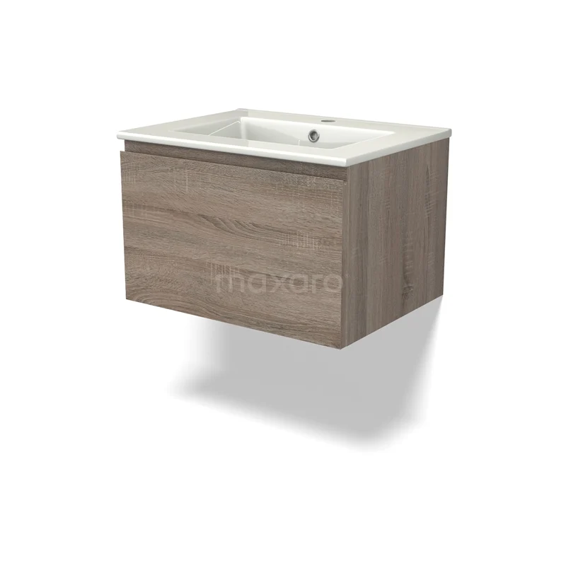 Modulo Vanity units with basin | 60 cm Oak Handle-less front Ceramic 1 drawer BMW11-04227