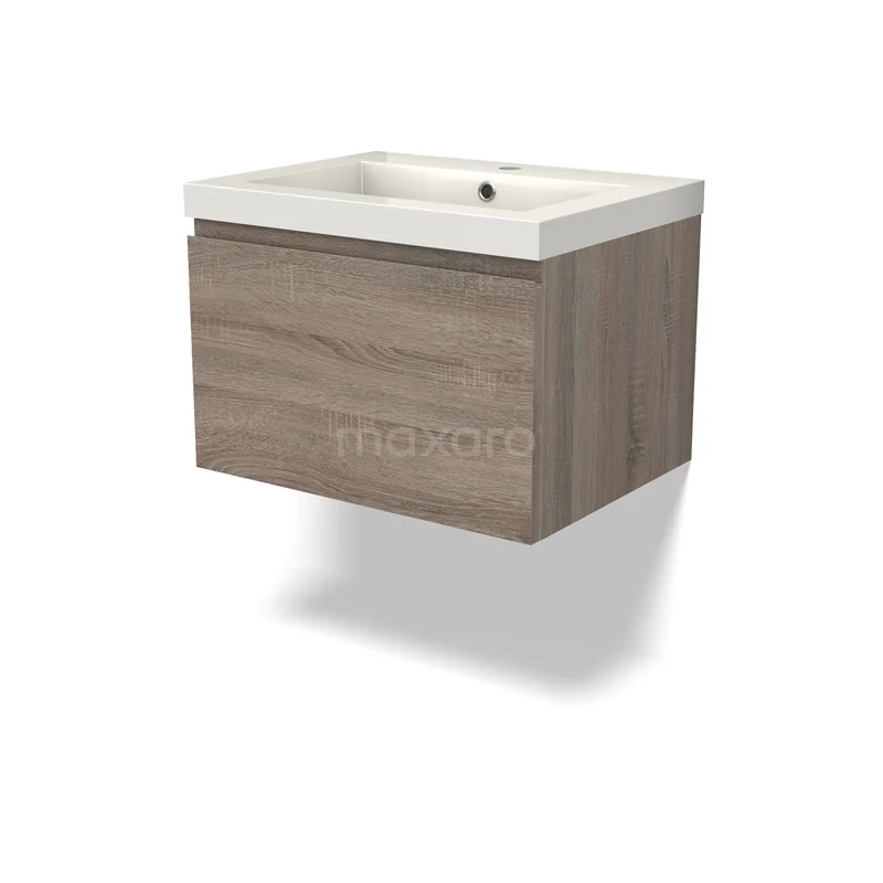 Modulo Vanity units with basin | 60 cm Oak Handle-less front Mineral marble 1 drawer BMW11-04228