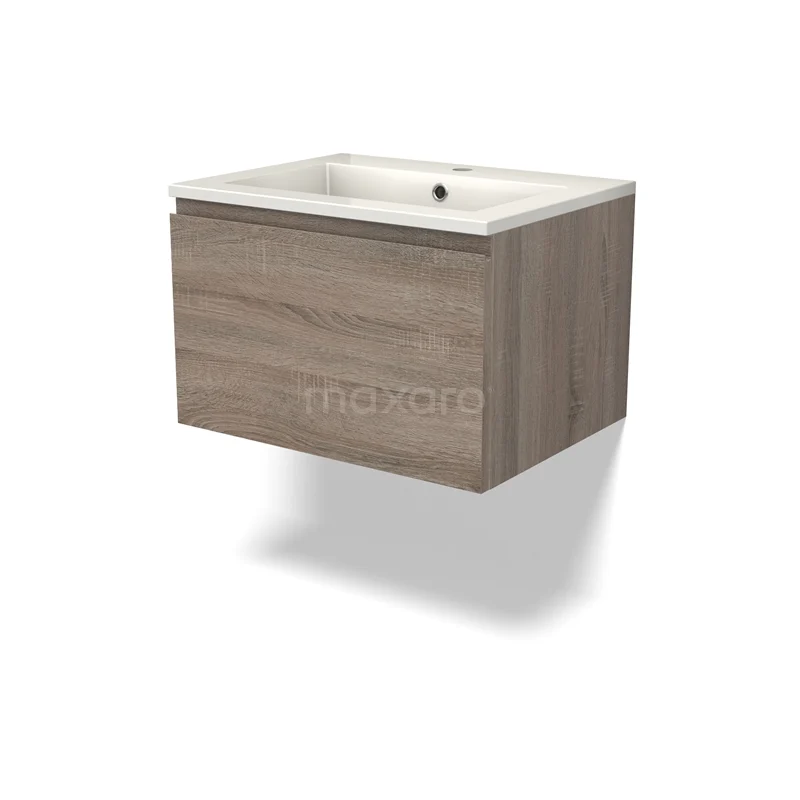 Modulo Vanity units with basin | 60 cm Oak Handle-less front Mineral marble 1 drawer BMW11-04229