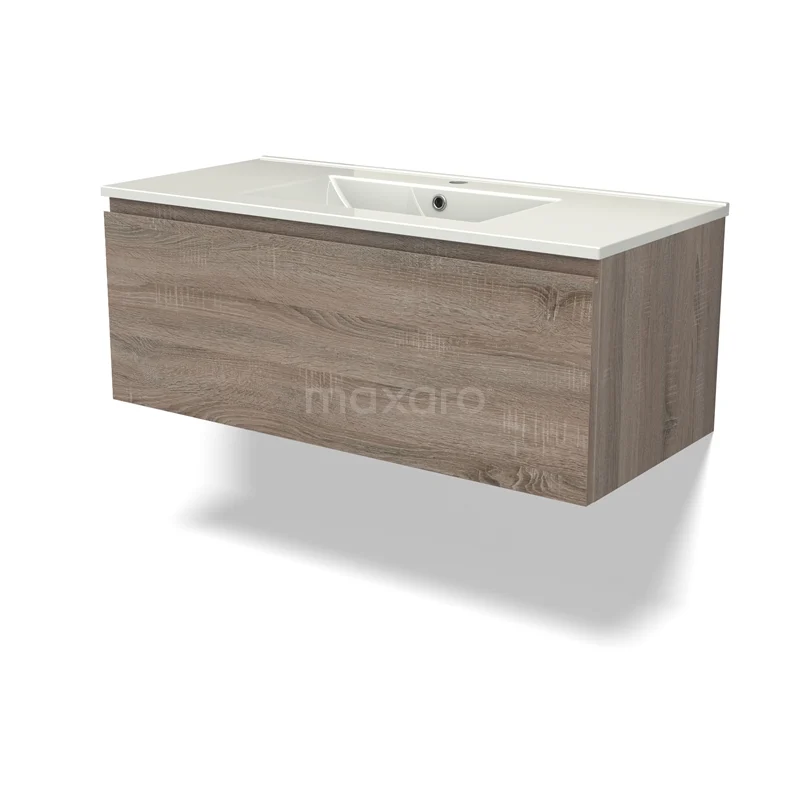 Modulo Vanity units with basin | 100 cm Oak Handle-less front Ceramic 1 drawer BMW11-04286