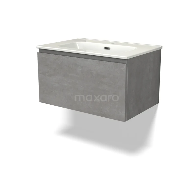 Modulo Vanity units with basin | 70 cm Light grey concrete Handle-less front Ceramic 1 drawer BMW11-04337