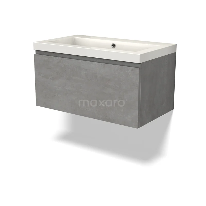 Modulo Vanity units with basin | 80 cm Light grey concrete Handle-less front Mineral marble 1 drawer BMW11-04339