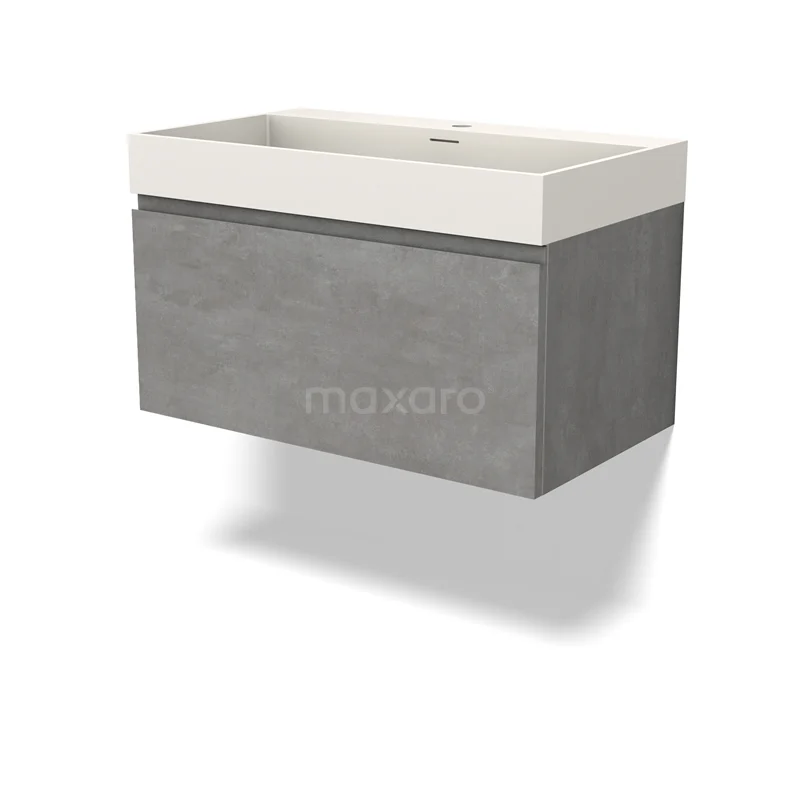 Modulo Vanity units with basin | 80 cm Light grey concrete Handle-less front Solid surface 1 drawer BMW11-04345