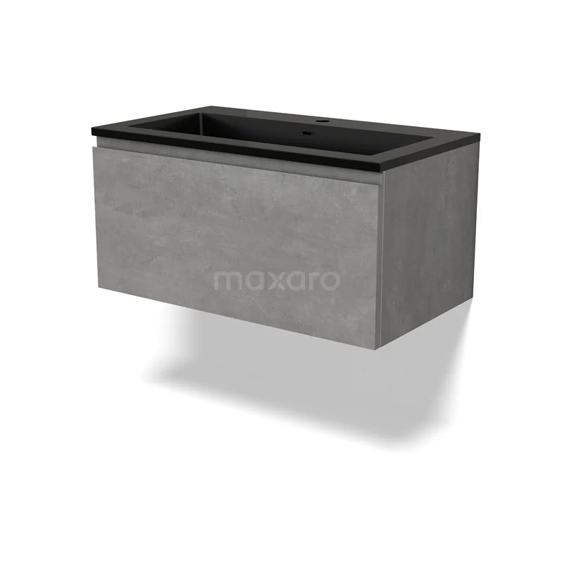 Modulo Vanity units with basin | 80 cm Light grey concrete Handle-less front Quartz 1 drawer BMW11-04347