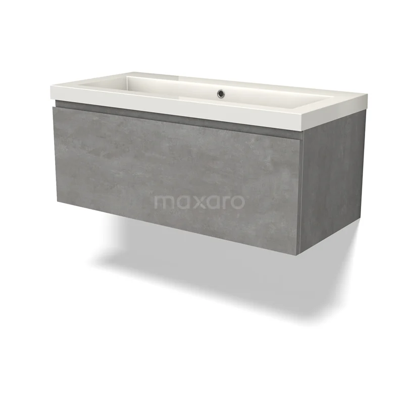 Modulo Vanity units with basin | 100 cm Light grey concrete Handle-less front Mineral marble 1 drawer BMW11-04362