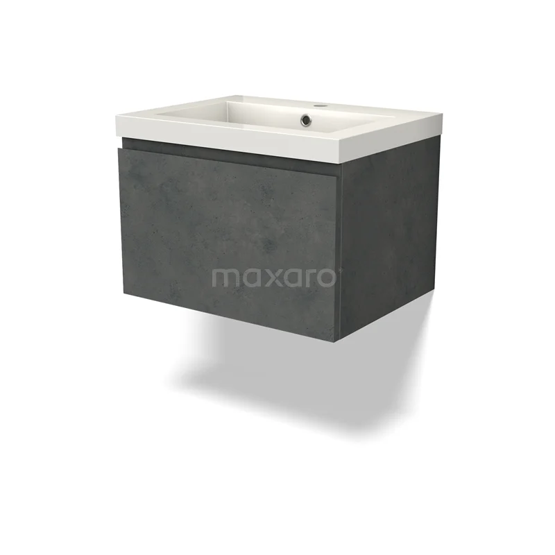 Modulo Vanity units with basin | 60 cm Dark grey concrete Handle-less front Mineral marble 1 drawer BMW11-04410