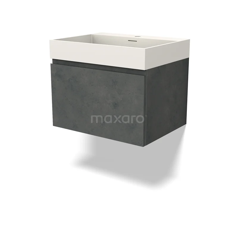 Modulo Vanity units with basin | 60 cm Dark grey concrete Handle-less front Solid surface 1 drawer BMW11-04415