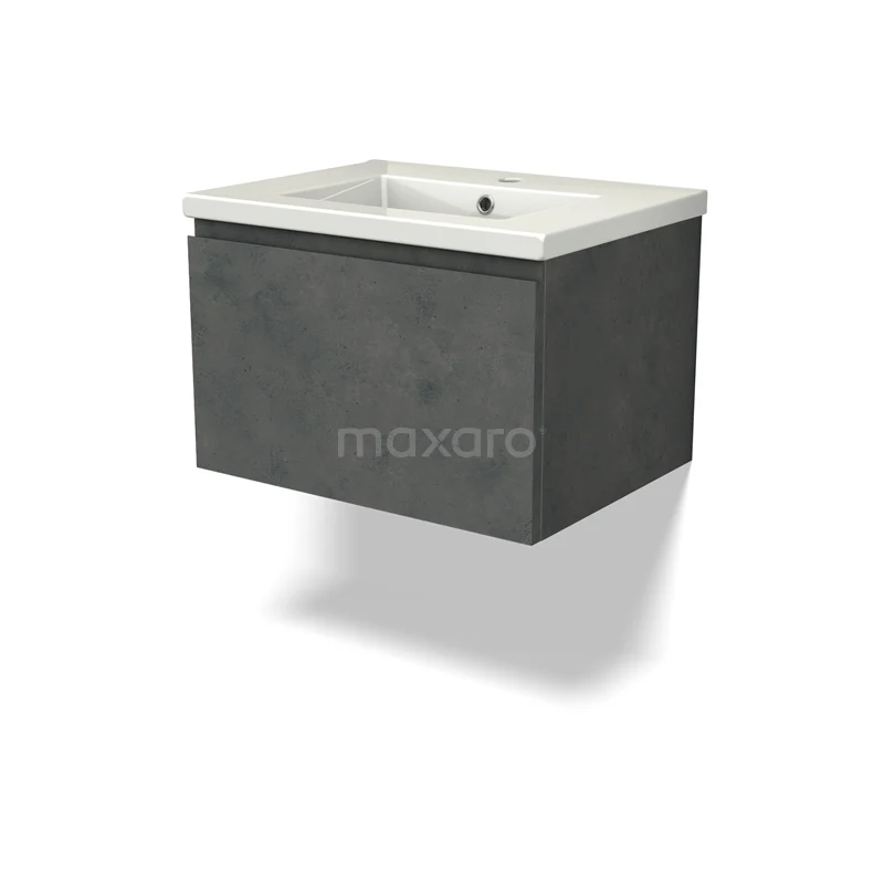 Modulo Vanity units with basin | 60 cm Dark grey concrete Handle-less front Ceramic 1 drawer BMW11-04416