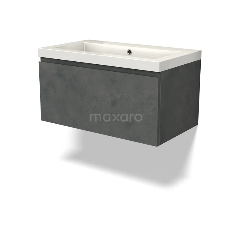 Modulo Vanity units with basin | 80 cm Dark grey concrete Handle-less front Mineral marble 1 drawer BMW11-04430