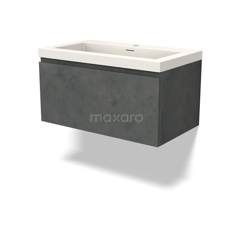 Modulo Bathroom furniture with sink | 80 cm Dark grey concrete Handle-less front Solid surface 1 drawer BMW11-04433 Modulo Bathroom furniture with sink | 80 cm Dark grey concrete Handle-less front Solid surface 1 drawer BMW11-04433