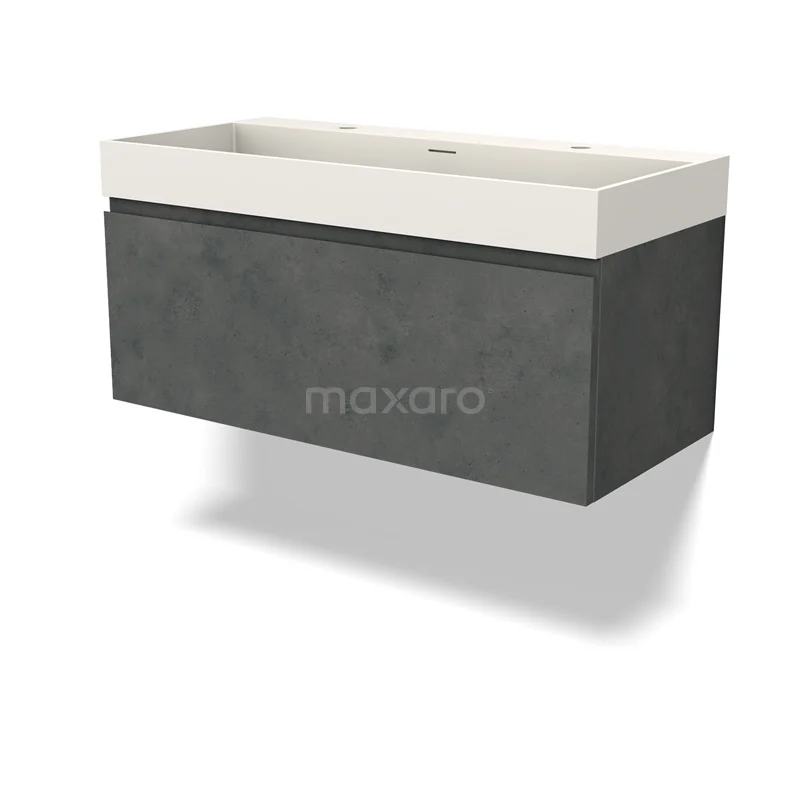 Modulo Vanity units with basin | 100 cm Dark grey concrete Handle-less front Solid surface 1 drawer BMW11-04463