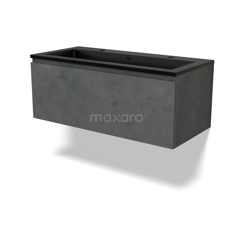 Modulo Vanity units with basin | 100 cm Dark grey concrete Handle-less front Quartz 1 drawer BMW11-04465