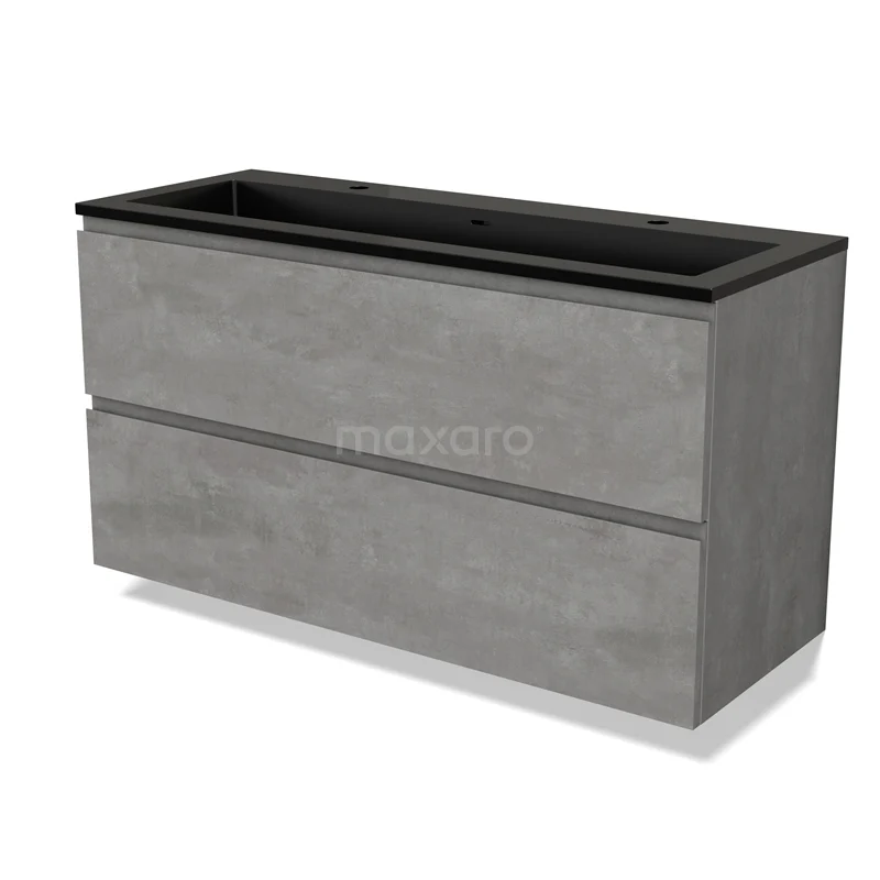 Modulo Vanity units with basin | 120 cm Light grey concrete Handle-less front Quartz 2 Stacked drawers BMW17-04571