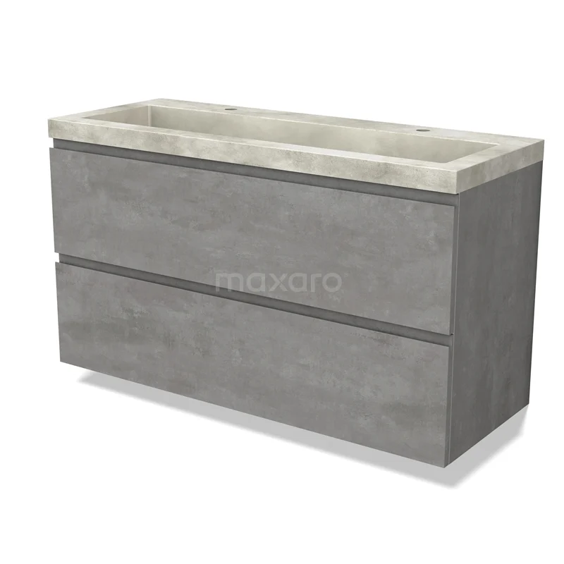 Modulo Bathroom furniture with sink | 120 cm Light grey concrete Handle-less front Concrete 2 Stacked drawers BMW17-04573 Modulo Bathroom furniture with sink | 120 cm Light grey concrete Handle-less front Concrete 2 Stacked drawers BMW17-04573