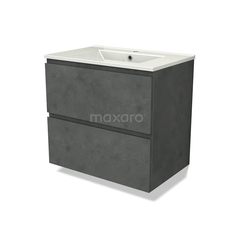 Modulo Bathroom furniture with sink | 70 cm Dark grey concrete Handle-less front Ceramic 2 Stacked drawers BMW17-04598 Modulo Bathroom furniture with sink | 70 cm Dark grey concrete Handle-less front Ceramic 2 Stacked drawers BMW17-04598